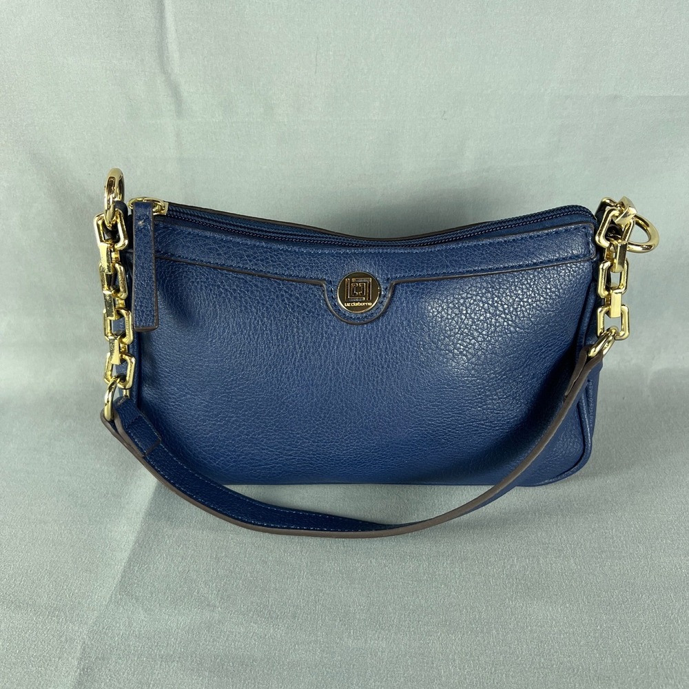 Liz Claiborne Mini Shoulder Bag Womens Blue Gold Chain Strap Detailed Hardware